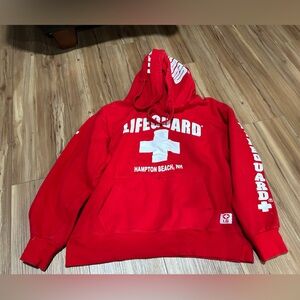 Hampton Beach Red Lifeguard Hoodie Size Medium